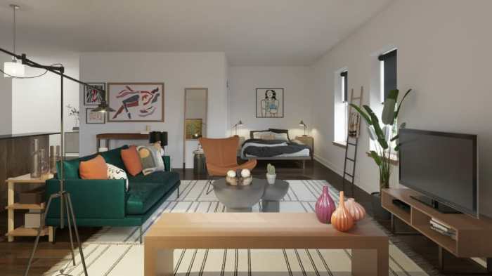 Apartment studio layout lay ways sofa amelia courtesy credit