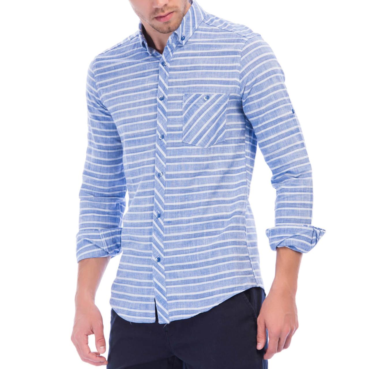 Men's horizontal striped dress shirt