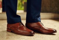 Mens brown dress shoes and belt