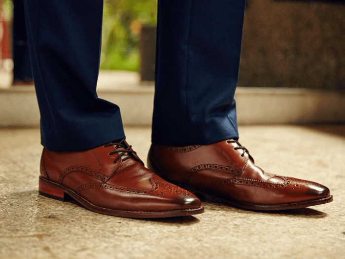 Mens brown dress shoes and belt